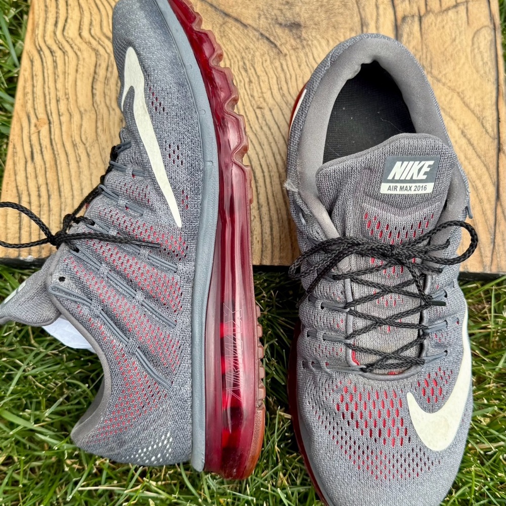 Nike Air Max Gray and Red Sneakers